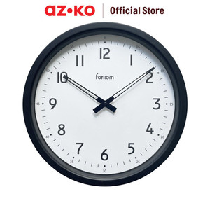 AZKO Forhom 30 cm Kohi Jam Dinding Plastik - Hitam/Putih Wall Clock Jam Tembok Analog Aesthetic Dekorasi Rumah Hiasan Dinding