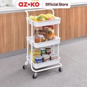 AZKO Stora Cora Rak Troli 3 Tingkat Tempat Penyimpanan Multifungsi Dengan Roda Storage Trolley Wheels Rack Perlengkapan Rumah Tangga