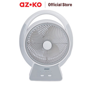 AZKO Krisbow 14 inci Kipas Angin Meja Emergency Rechargble - Putih Desk Fan Penyejuk Ruangan Kipas Baling-Baling