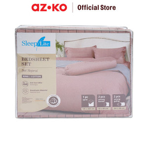 AZKO Sleeplite Set Seprai Stripe - Pink Sprei Motif Seprai Aesthetic Seprei Sheet Set Bed Sheet Aksesoris Tempat Tidur Set Sarung Bantal Sarung Guling