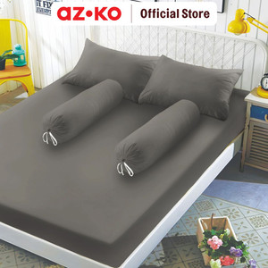 AZKO Sleeplite Set Seprai Microfiber - Abu-Abu Sprei Polos Seprai Aesthetic Seprei Sheet Set Bed Sheet Aksesoris Tempat Tidur Set Sarung Bantal Sarung Guling