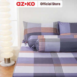 AZKO Sleeplite Set Seprai Microfiber Stripe Lucas Sprei Motif Seprai Aesthetic Seprei Sheet Set Bed Sheet Aksesoris Tempat Tidur Set Sarung Bantal Sarung Guling