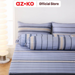 AZKO Sleeplite Set Seprai Microfiber Stripe Otto Sprei Motif Seprai Aesthetic Seprei Sheet Set Bed Sheet Aksesoris Tempat Tidur Set Sarung Bantal Sarung Guling