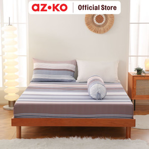 AZKO Sleeplite Set Seprai Microfiber Stripe Enzo Sprei Motif Seprai Aesthetic Seprei Sheet Set Bed Sheet Aksesoris Tempat Tidur Set Sarung Bantal Sarung Guling