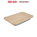 AZKO Kris Loyang Kue Rectangle Dengan Tutup Bambu Tray Adonan Wadah Panggang Kue Cetakan Keik Baking Pan Perlengkapan Masak