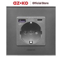 AZKO Krisbow Stop Kontak Dinding Glass Frame - Silver/Abu-Abu Wall Socket Electric Socket Terminal Colokan Listrik Kotak Kontak Peralatan Elektronik