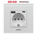 AZKO Krisbow Stop Kontak Dinding Glass Frame - Putih Wall Socket Electric Socket Terminal Colokan Listrik Kotak Kontak Peralatan Elektronik