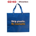 AZKO Passport Tas Belanja Skip Plastic Medium - Biru/Merah Shopping Bag Kantong Blanja Tote Bag Belanjaan Serbaguna Tas Grosir