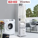 AZKO Stora Gantungan Pakaian Dengan Keranjang Double Stand Hanger Gantungan Baju Berdiri Clothes Organizer Standing Clothing Rack