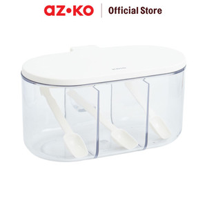 AZKO Kris Tempat Bumbu Dapur Dengan Sendok Set Spice Jar Tempat Penyimpanan Bumbu Perlengkapan Dapur Seasoning Jar Set
