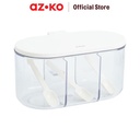 AZKO Kris Tempat Bumbu Dapur Dengan Sendok Set Spice Jar Tempat Penyimpanan Bumbu Perlengkapan Dapur Seasoning Jar Set