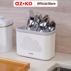 AZKO Stora Tempat Alat Makan 3 Sekat Rectangular Kitchen Organizer Cutlery Storage Kompartemen Alat Makan Wadah Peralatan Makan Sendok Garpu