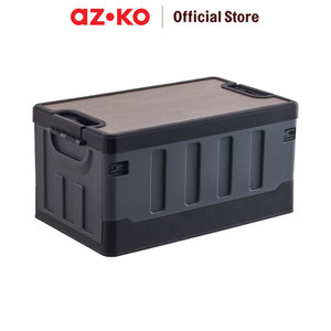 AZKO Maxbuilt Kotak Penyimpanan Lipat - Hitam/Abu-Abu Wadah Kotak Simpan Serbaguna Foldable Storage Box Dengan Handle Boks Organizer