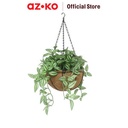 AZKO Forhom 22 cm Tanaman Artifisial Gantung Wander Jew Dengan Pot Keranjang Tumbuhan Tanaman Buatan Dekorasi Plant Sintetis Pajangan Rumah Serbaguna Hiasan Properti Foto