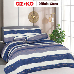 AZKO Sleeplite Seprai Microfiber Stripe Eli Sprei Motif Seprai Aesthetic Seprei Sheet Set Bed Sheet Aksesoris Tempat Tidur Set Sarung Bantal Sarung Guling Bedcover