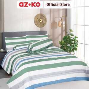 AZKO Sleeplite Seprai Microfiber Stripe Eden Sprei Motif Seprai Aesthetic Seprei Sheet Set Bed Sheet Aksesoris Tempat Tidur Set Sarung Bantal Sarung Guling Set Bed Cover