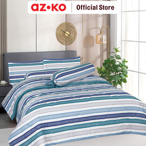 AZKO Sleeplite Seprai Microfiber Stripe Atlas Sprei Motif Seprai Aesthetic Seprei Sheet Set Bed Sheet Aksesoris Tempat Tidur Set Sarung Bantal Sarung Guling Bedcover