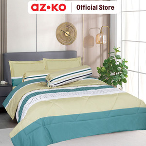 AZKO Sleeplite Seprai Microfiber Stripe Spruce Sprei Motif Seprai Aesthetic Seprei Sheet Set Bed Sheet Aksesoris Tempat Tidur Set Sarung Bantal Sarung Guling Bedcover