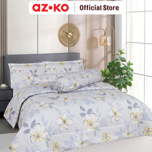 AZKO Sleeplite Seprai Microfiber Flower Isla Sprei Motif Seprai Aesthetic Seprei Sheet Set Bed Sheet Aksesoris Tempat Tidur Set Sarung Bantal Sarung Guling Set Bed Cover