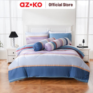 AZKO Sleeplite Seprai Microfiber Stripe Maisie Sprei Motif Seprai Aesthetic Seprei Sheet Set Bed Sheet Aksesoris Tempat Tidur Set Sarung Bantal Sarung Guling