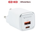 AZKO Sovox Kepala Charger Type A & Type C 30 Watt Head Charger Kepala Casan Colokan Adapter Casan Perlengkapan Elektronik Gadget Accessories
