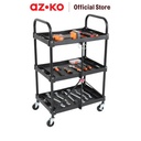 AZKO Maxbuilt Troli Perkakas Lipat 3 Tingkat - Hitam Trolley Roda Foldable Trolley Troli Barang Wheels Rack Perlengkapan Rumah Tangga