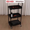 AZKO Maxbuilt Troli Perkakas 3 Tingkat - Hitam Trolley Roda Troli Barang Wheels Rack Perlengkapan Rumah Tangga