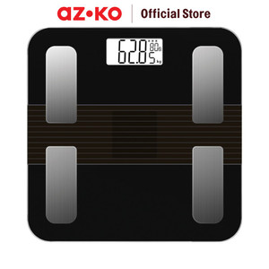 AZKO Krisbow Sync Smart Timbangan Badan Digital Solar Energy - Hitam Smart Body Weight Scale Alat Pengukur Berat Badan Pintar Penghitung Berat Tubuh