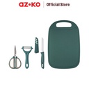 AZKO Kris Set 4 Pcs Pisau Dapur Dengan Talenan - Hijau Knife And Peeler Set Cutting Board Alat Kupas Kulit Buah Dan Sayur Cooking Knife Perlengkapan Masak Kitchen Tools