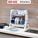 AZKO Stora Donburi Hachi Rak Piring 2 Tingkat - Putih Dish Rack Tempat Peralatan Makan Perlengkapan Dapur Rak Pengering Alat Makan