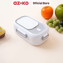 AZKO Ataru 1.1 ltr Kotak Makan Rectangle - Abu-Abu/Putih Lunch Box Food Grade Food Box Dengan Clip Kotak Bekal Makan Bpa Free Wadah Makanan