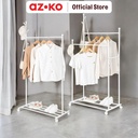AZKO Stora Gantungan Pakaian Dengan Rak Stand Hanger Gantungan Baju Berdiri Clothes Organizer Standing Clothing Rack - Double