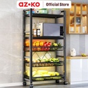 AZKO Stora Noir Rak Troli Besi 5 Tingkat - Hitam Tempat Penyimpanan Multifungsi Dengan Roda Storage Trolley Wheels Rack Perlengkapan Rumah Tangga