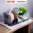 AZKO Stora Organizer Meja Stackable Clear Kotak Serbaguna Plastik Susun Wadah Simpan Storage Box Dengan Handle Boks Organizer - Abu-abu, S