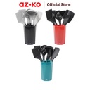 AZKO Kris Set Peralatan Masak Silikon Dengan Holder Cooking Utensils Set Peralatan Memasak Food Grade Spatula Sutil Sendok Sup Kuas Masak Perlengkapan Dapur - Abu-abu