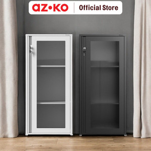 AZKO Stora Kala Kabinet Kantor Besi Pintu Kaca Lemari Kabinet Office Cabinet Penyimpanan Indoor Furniture Kantor Sekolah - Hitam