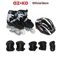 AZKO Kinetic Set Sepatu Inline Skate Inline Skates Roller Shoes Perlengkapan Olahraga - Hitam/Abu-abu, S