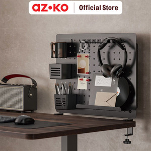 AZKO Stora Papan Pegboard Berlubang Organizer Meja 52x57 cm Set Pegboard Decorative Wall Desk Mounted Metal Wire Board Organizer Meja - Biru