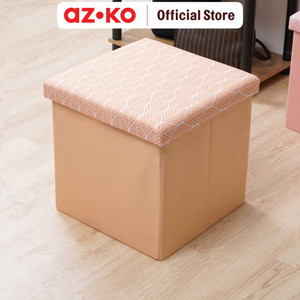 AZKO Stora Bangku Ottoman Lipat Stripes Tempat Duduk Serbaguna Bangku Multifungsi Ottoman With Storage Furniture Hunian Minimalis - Oranye