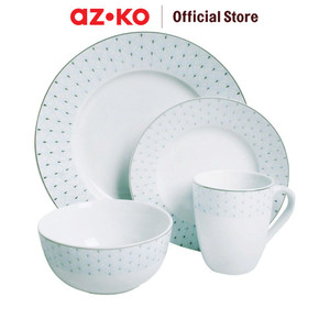 AZKO Delicia Set Premium Perlengkapan Makan Vektor Dinner Set Plate Aesthetic Eating Utensils Peralatan Makan Set Piring Gelas Mangkok - Abu-abu