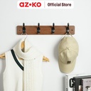 AZKO Stora 45X6.5X9.5 cm Gantungan Pakaian Dinding 4 Pengait Walnut Pengait Multifungsi Tembok Clothes Hook Tempat Gantung Pakaian Barang Serbaguna