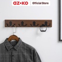AZKO Stora 45X4.5X7 cm Gantungan Pakaian Dinding 4 Pengait Walnut Pengait Multifungsi Tembok Clothes Hook Tempat Gantung Pakaian Barang Serbaguna