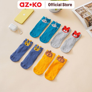 AZKO Ataru Set 4 Pasang Kaos Kaki Anak Kids Socks Kaus Kaki Sneakers Anak Lucu Kid Cute Socks - Animal