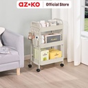 AZKO Stora Rak Troli 3 Tingkat Dengan Pegboard - Putih Tempat Penyimpanan Multifungsi Dengan Roda Storage Trolley Wheels Rack Perlengkapan Rumah Tangga