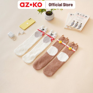 AZKO Ataru Set 2 Pasang Kaos Kaki Anak Motif Kids Socks Kaus Kaki Sneakers Anak Lucu Kid Cute Socks - Bear Cat