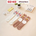 AZKO Ataru Set 2 Pasang Kaos Kaki Anak Motif Kids Socks Kaus Kaki Sneakers Anak Lucu Kid Cute Socks - Bear Cat