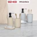 AZKO Stora Set Gift Perlengkapan Kamar Mandi Liquid Soap Shampoo Dispenser Botol Sabun Sampo Serbaguna Wadah Sikat Gigi Set Aksesoris Kamar Mandi Perlengkapan Rumah Tangga Tempat Sabun Batang - Abu-abu