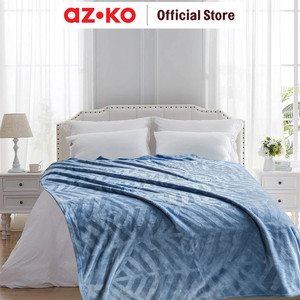 AZKO Sleeplite Selimut Fleece Emboss Blanket Kain Penghangat Tubuh Aksesoris Tempat Tidur Bedroom Accessories Perlengkapan Kamar Tidur - Biru