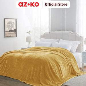 AZKO Sleeplite Selimut Fleece Solid Blanket Polos Kain Penghangat Tubuh Aksesoris Tempat Tidur Bedroom Accessories Perlengkapan Kamar Tidur - Kuning