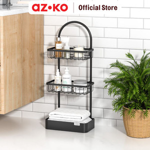 AZKO Stora Rak Kamar Mandi Knockdown Organizer Serbaguna Rak Sabun Shampoo Tempat Peralatan Mandi Bathroom Wall Shelves - 29.4x18.5x870.8cm